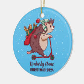 Cool Hedégel met Kerstmis Snowy Winter Holiday Keramisch Ornament (Links)