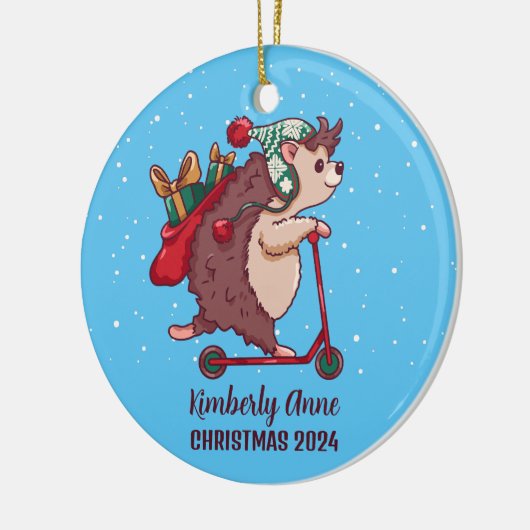 Cool Hedégel met Kerstmis Snowy Winter Holiday Keramisch Ornament (Links)