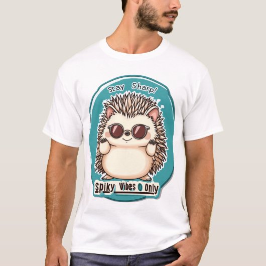 Cool Hedgehog Sticker T-Shirt Design – "Blijf sche (Voorkant)