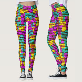 Cool Heet Roze Kleurrijke Speelgoed Geometrische P Leggings