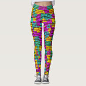 Cool Heet Roze Kleurrijke Speelgoed Geometrische P Leggings (Voorkant)