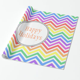 cool, helder regenboog chevron vrolijk vakantieges cadeaupapier