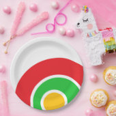 Cool Heldergroen Rood Geel Wit Gebogen Strepen Papieren Bordje (Feest)