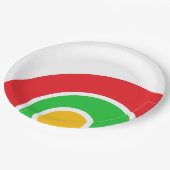 Cool Heldergroen Rood Geel Wit Gebogen Strepen Papieren Bordje (Gekanteld)