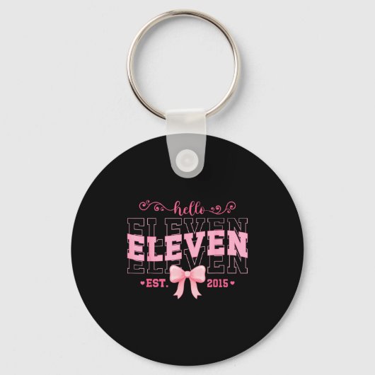 Cool Hello Eleven Est 2015 Nk Coquette Bow 11 Birt Sleutelhanger (Voorkant)
