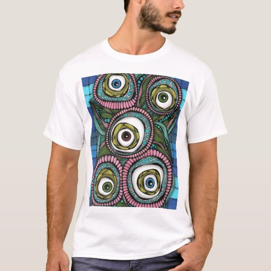 Cool heren T-shirt met een abstracte print (Voorkant)