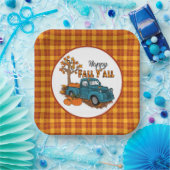 Cool Herfst plaid Seizoensgebonden vrachtwagenpart Papieren Bordje (Feest)