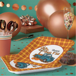 Cool Herfst plaid Seizoensgebonden vrachtwagenpart Papieren Bordje