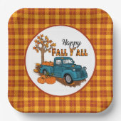Cool Herfst plaid Seizoensgebonden vrachtwagenpart Papieren Bordje (Voorkant)