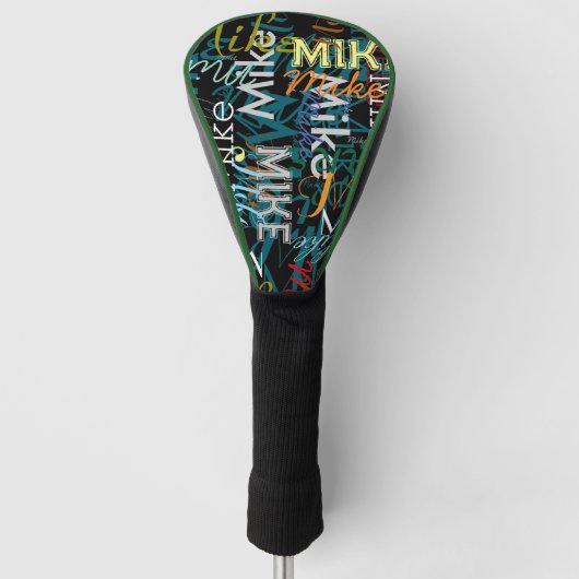 Cool Herhalende Naam Typografie Golfheadcover (Voorkant)