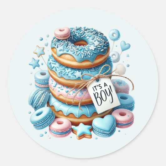 Cool Het is boy baby donuts Ronde Sticker (Voorkant)