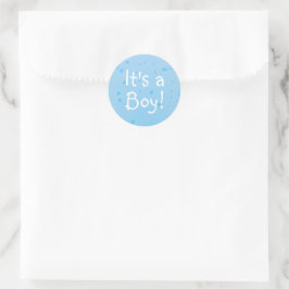 Cool Het is een Jongen! Blauwe Inktvlekken Ronde Sticker