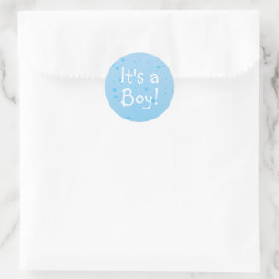 Cool Het is een Jongen! Blauwe Inktvlekken Ronde Sticker