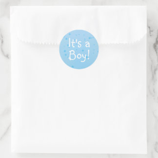 Cool Het is een Jongen! Blauwe Inktvlekken Ronde Sticker