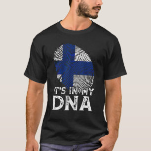 Cool het zit in mijn DNA Finland vlag Vingerafdruk T-shirt
