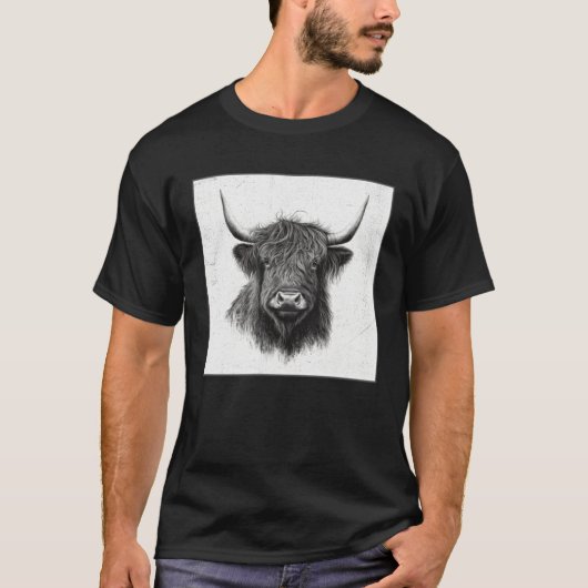 Cool Highland Cow Illustration Black Horn Women Me T-shirt (Voorkant)