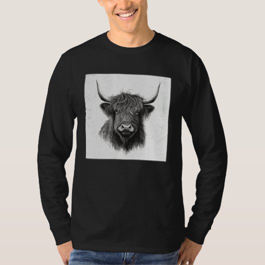 Cool Highland Cow Illustration Black Horn Women Me T-shirt (Voorkant)