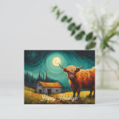 Cool Highland Koe Boerderij Huis Feestdagen Briefkaart (Staand voorkant)