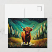Cool Highland Koe Bos Weiland Bedankt Briefkaart (Voorkant / Achterkant)