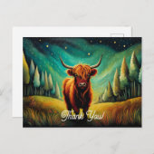 Cool Highland Koe Bos Weilands Bedankt Briefkaart (Voorkant / Achterkant)