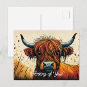 Cool Highland Koe Face Close Up Denken aan jou Briefkaart (Voorkant / Achterkant)
