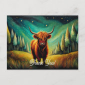 Cool Highland Koe Forest Meadow Dank u Briefkaart (Voorkant)