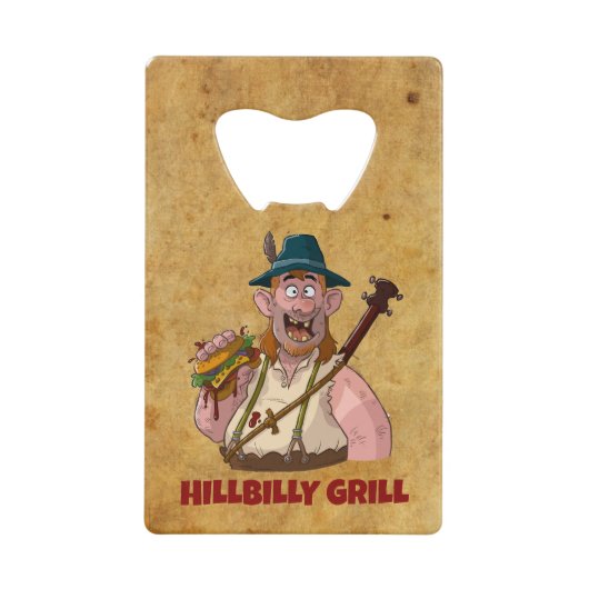 Cool Hill Billy Grill flesopener. Creditkaart Flessenopener (Voorkant)