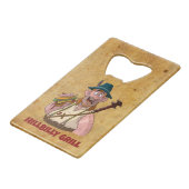 Cool Hill Billy Grill flesopener. Creditkaart Flessenopener (Achterkant Gekanteld)