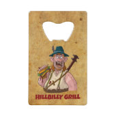 Cool Hill Billy Grill flesopener. Creditkaart Flessenopener (Achterkant)