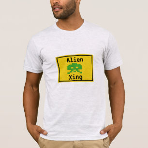 Cool Hip Groen Alien Xing Space Nerd Games Gamer T-shirt