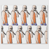 Cool Hip Hop Bald Guy Singer met Microfoon Cadeaupapier (Vlak)