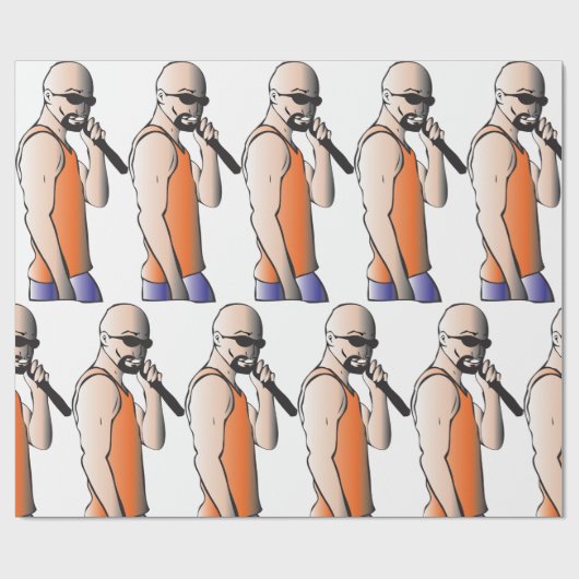 Cool Hip Hop Bald Guy Singer met Microfoon Cadeaupapier (Vlak)