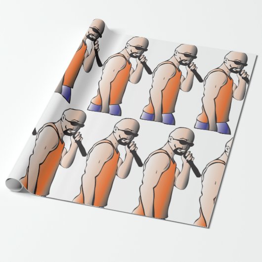Cool Hip Hop Bald Guy Singer met Microfoon Cadeaupapier (Uitgerold)