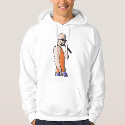 Cool Hip Hop Bald Guy Singer met Microfoon Hoodie (Voorkant)