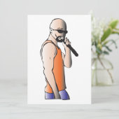 Cool Hip Hop Bald Guy Singer met Microfoon Kaart (Staand voorkant)