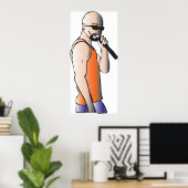 Cool Hip Hop Bald Guy Singer met Microfoon Poster (Thuiskantoor)