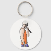 Cool Hip Hop Bald Guy Singer met Microfoon Sleutelhanger (Achterkant)