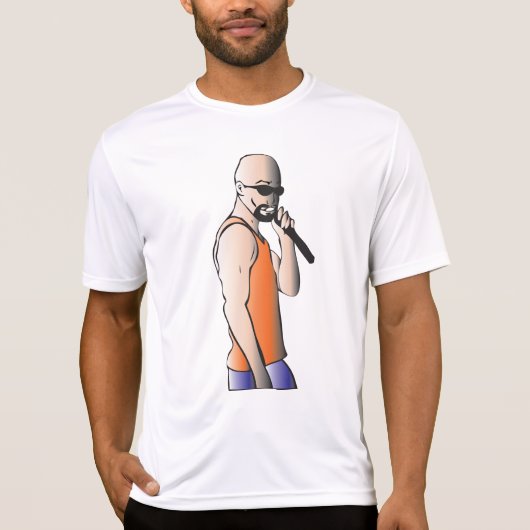 Cool Hip Hop Bald Guy Singer met Microfoon T-shirt (Voorkant)