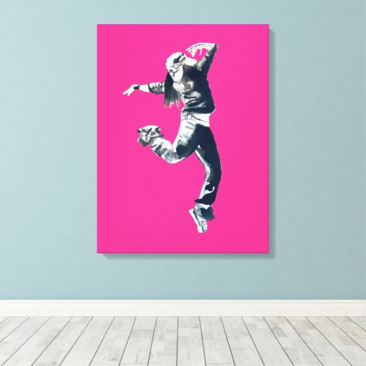 Cool hip hop dancer art. canvas afdruk (Insitu (Houten vloer))