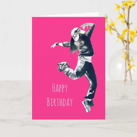 Cool hip hop dancer art. kaart (Gele Bloem)