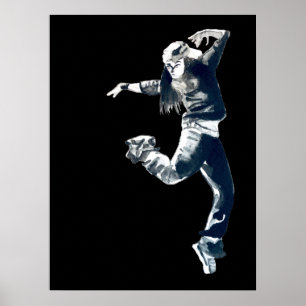 Cool hip hop dancer girl illustratie poster