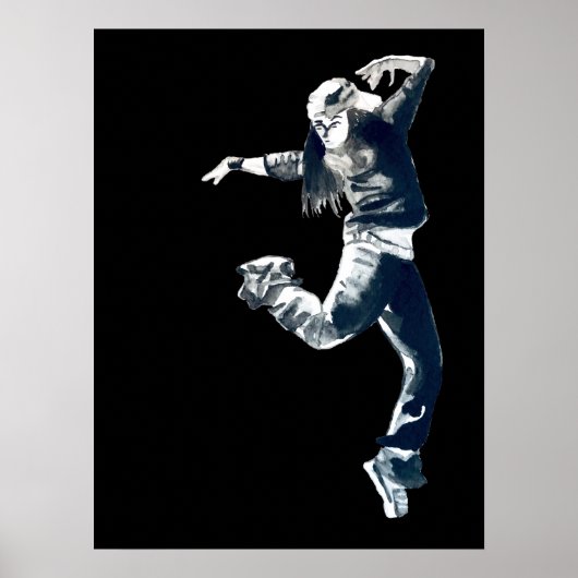 Cool hip hop dancer girl illustratie poster (Voorkant)