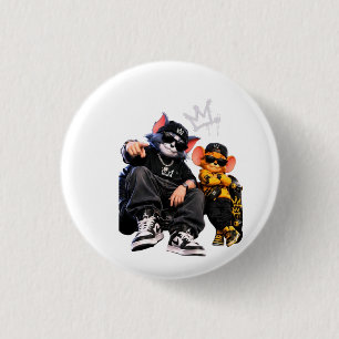 Cool Hip Hop Dieren Speld Knop   Urbane Streetwear Ronde Button 3,2 Cm