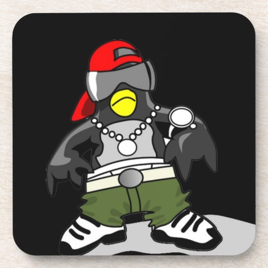 Cool Hip Hop Penguin Drankjes Onderzetter (Voorkant)