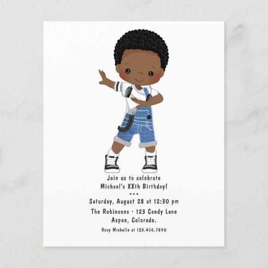 Cool Hip Hop Rap Boy Break Dancer Birthday Party Flyer (Voorkant)