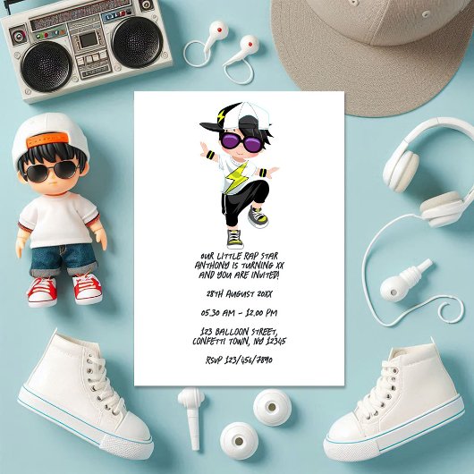 Cool Hip Hop Rap Boy Break Dancer Birthday Party Kaart