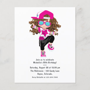 Cool Hip Hop Rap Girl Birthday Party Flyer