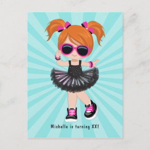 Cool Hip Hop Rap Tutu Girl Birthday Party Briefkaart