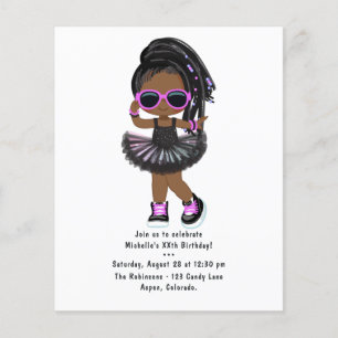 Cool Hip Hop Rap Tutu Girl Birthday Party Flyer