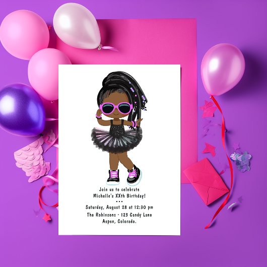 Cool Hip Hop Rap Tutu Girl Birthday Party Kaart